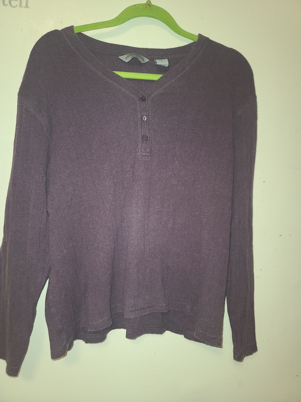 Eddie Bauer Plum Long Sleeve Henley Sweater